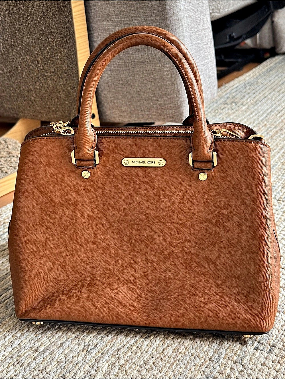 Michael Kors Ciara Large Saffiano Leather Satchel in Brown